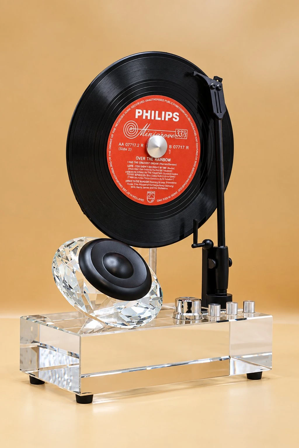 Vintage Vinyl Record Player Decorative Sculpture