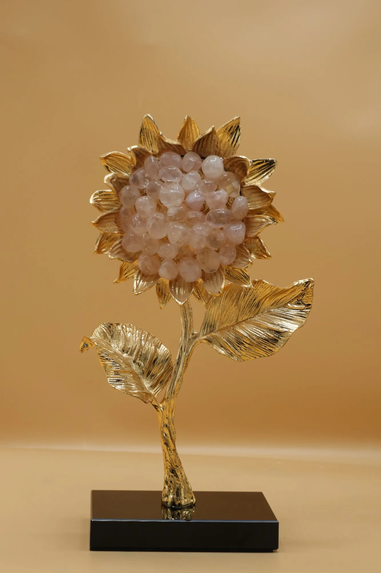 Golden Crystal Sunflower Decorative Sculpture
