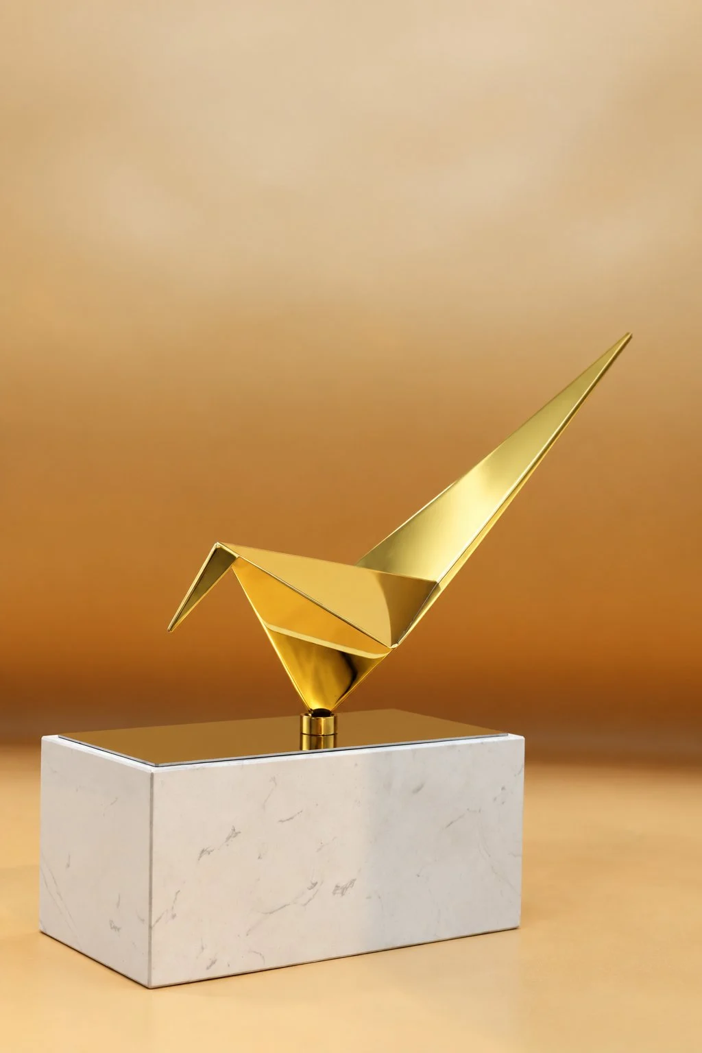 Golden Origami Wing Sculpture