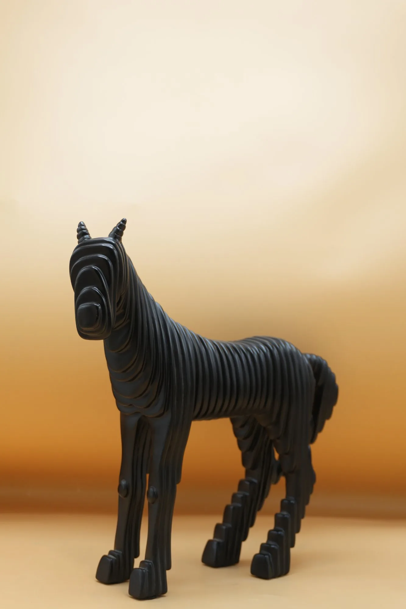 Black Abstract Horse Decorative Sculpture
