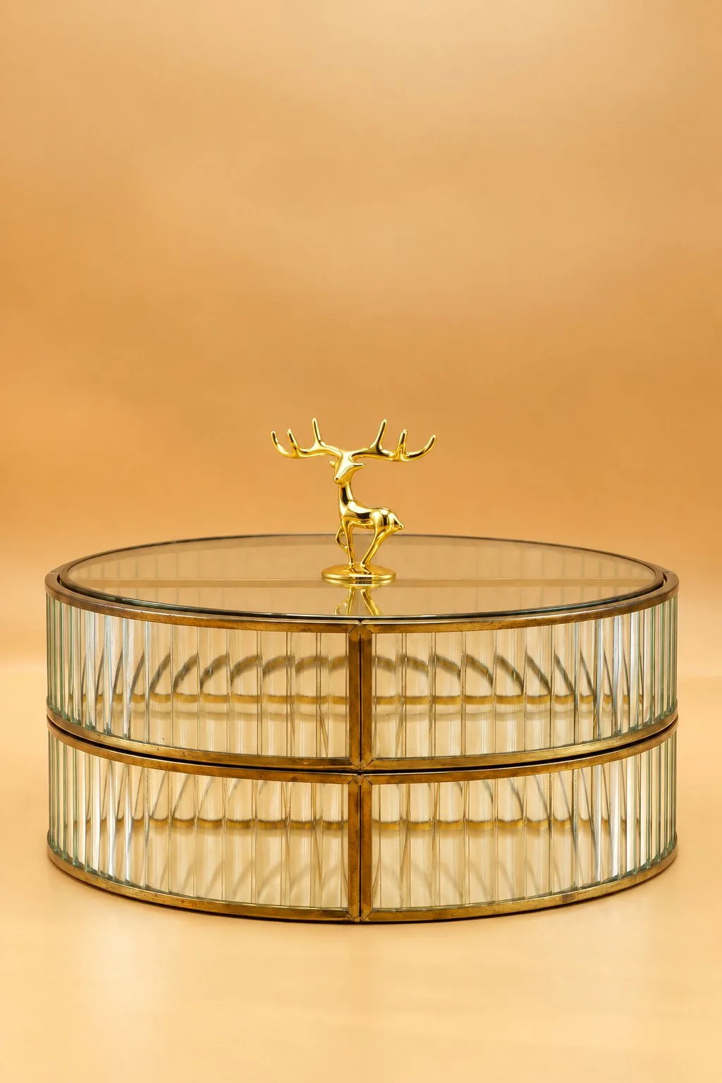 Golden Deer Round Accent Table