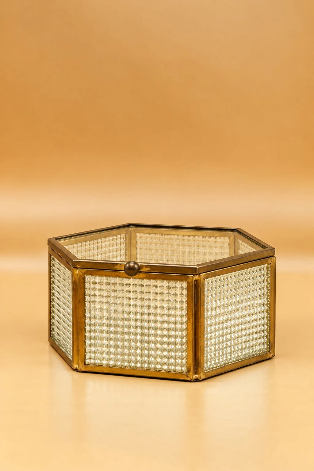 Golden Geometric Glass Organizer