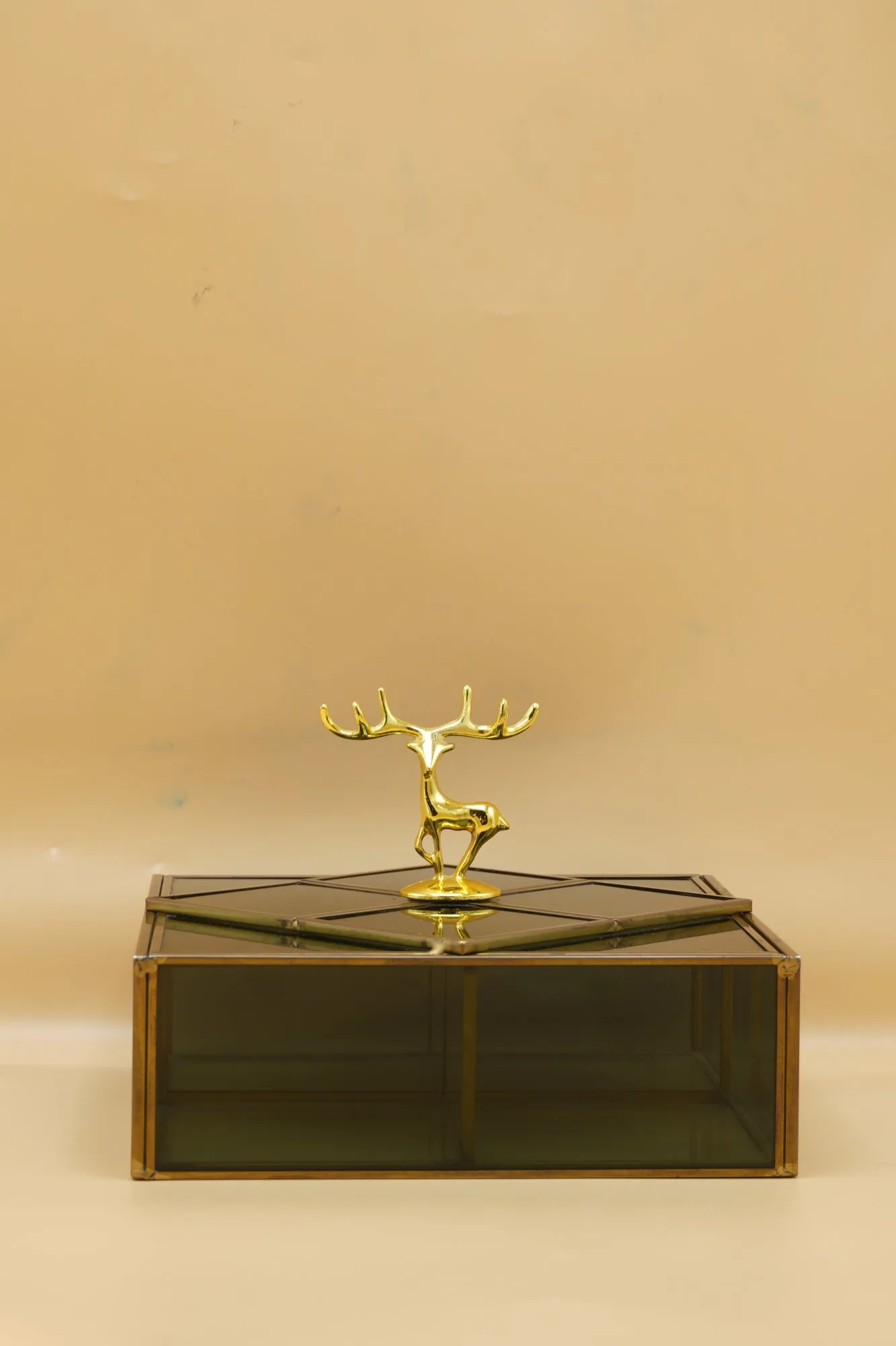 Golden Deer Glass Display Box