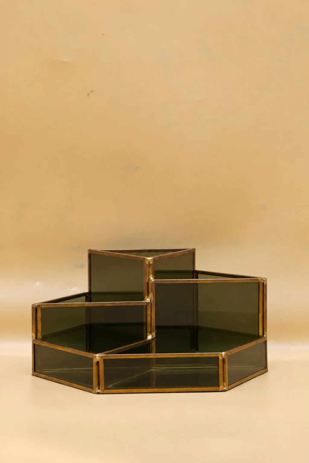 Antique Gold Geometric Glass Organizer