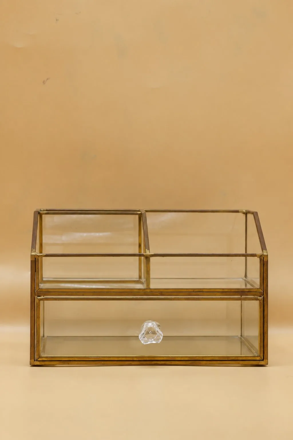 Antique Gold Glass Storage Organizer
