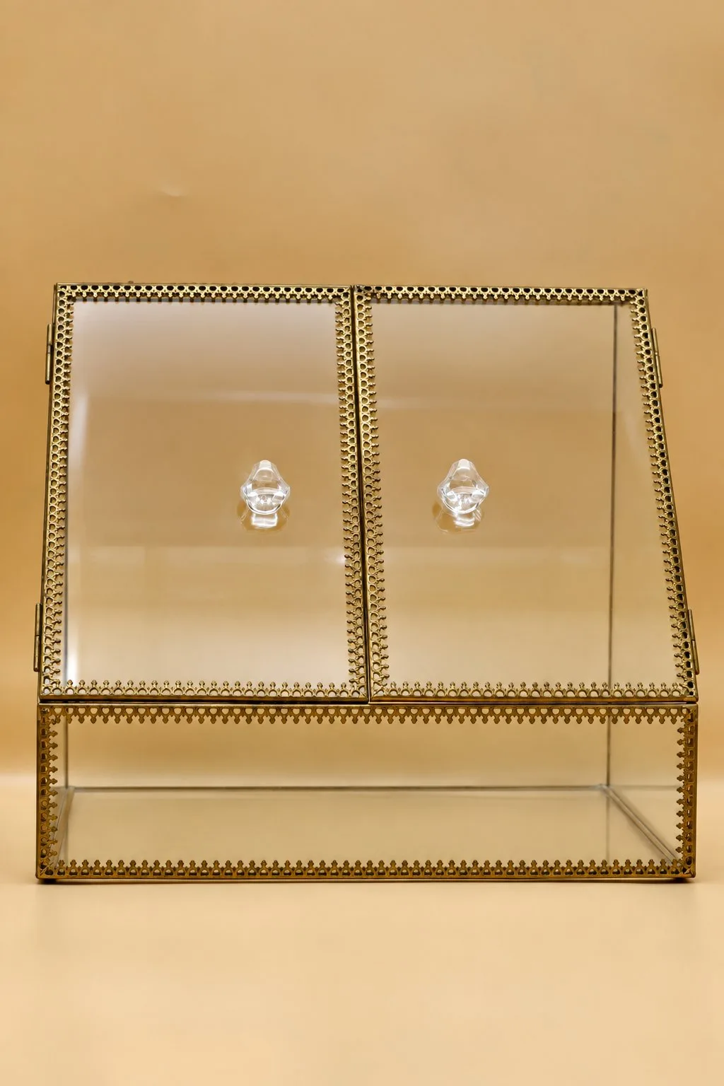 Antique Gold Double-Door Glass Organizer