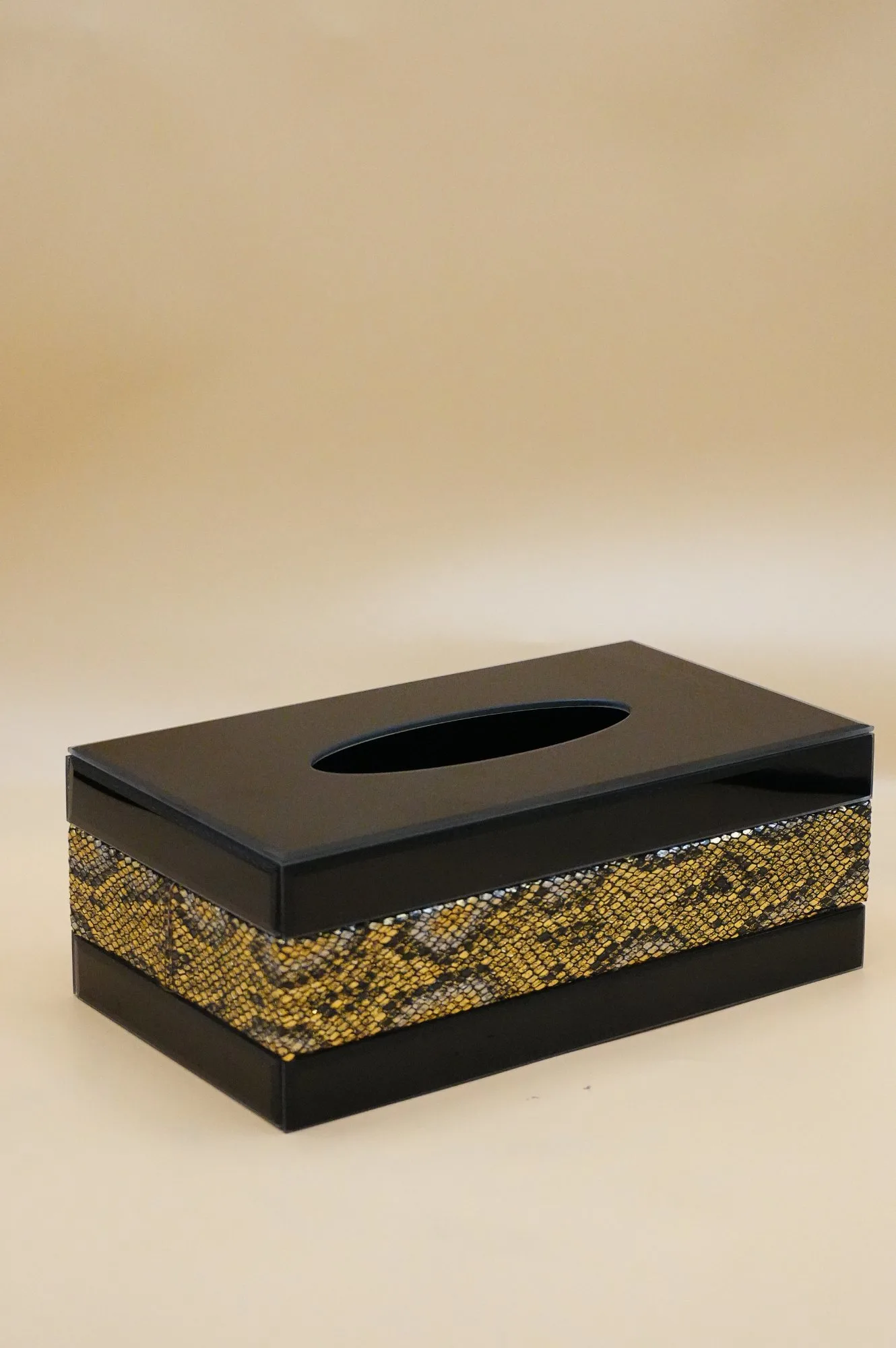 Premium Black & Gold Decorative Tissue Box Holder