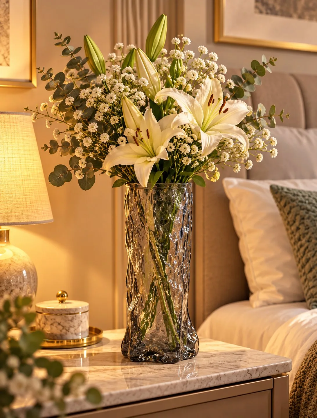 Elegant Smoke Grey Textured Glass Vase for Modern Home Décor
