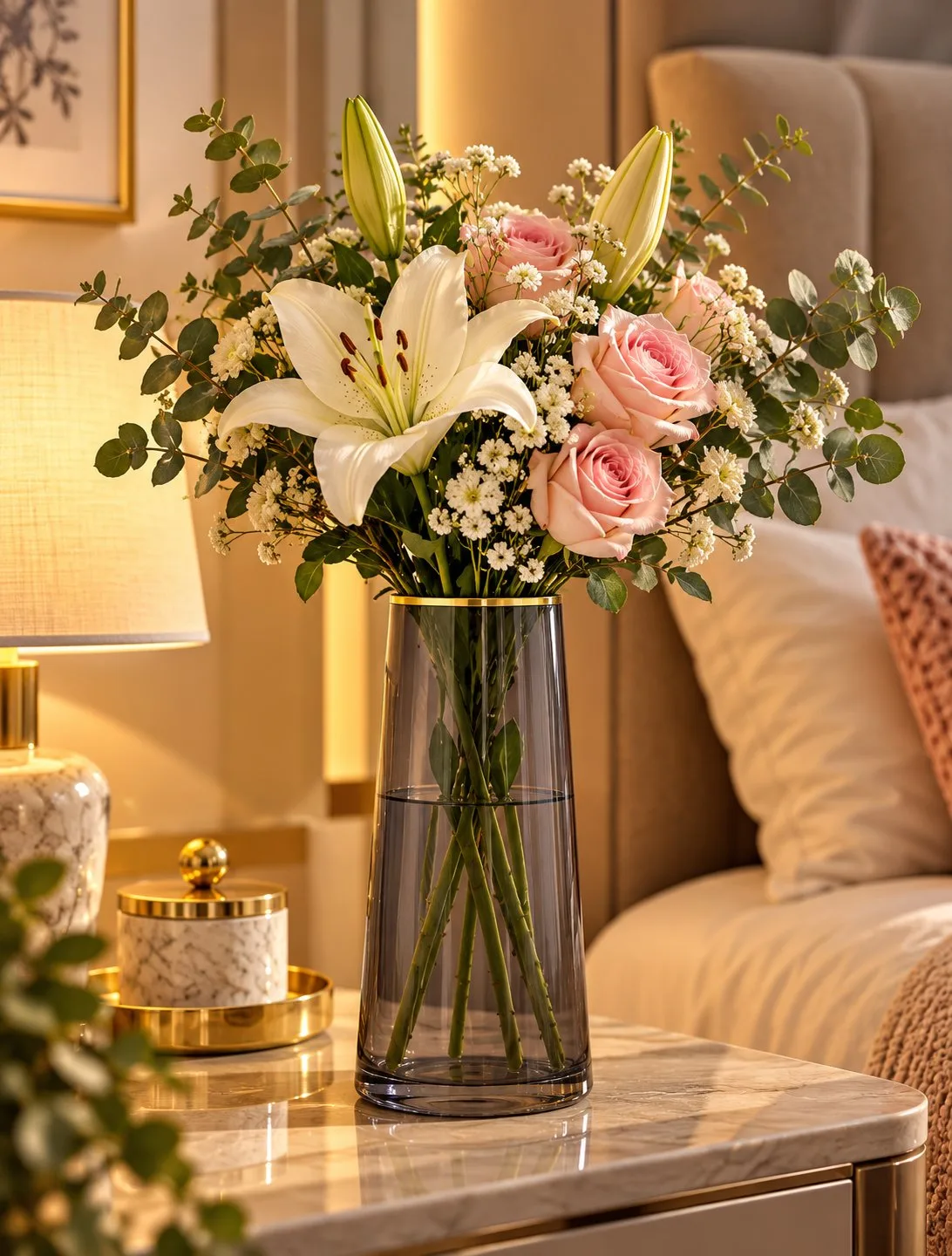 Elegant Smoke Grey Glass Vase