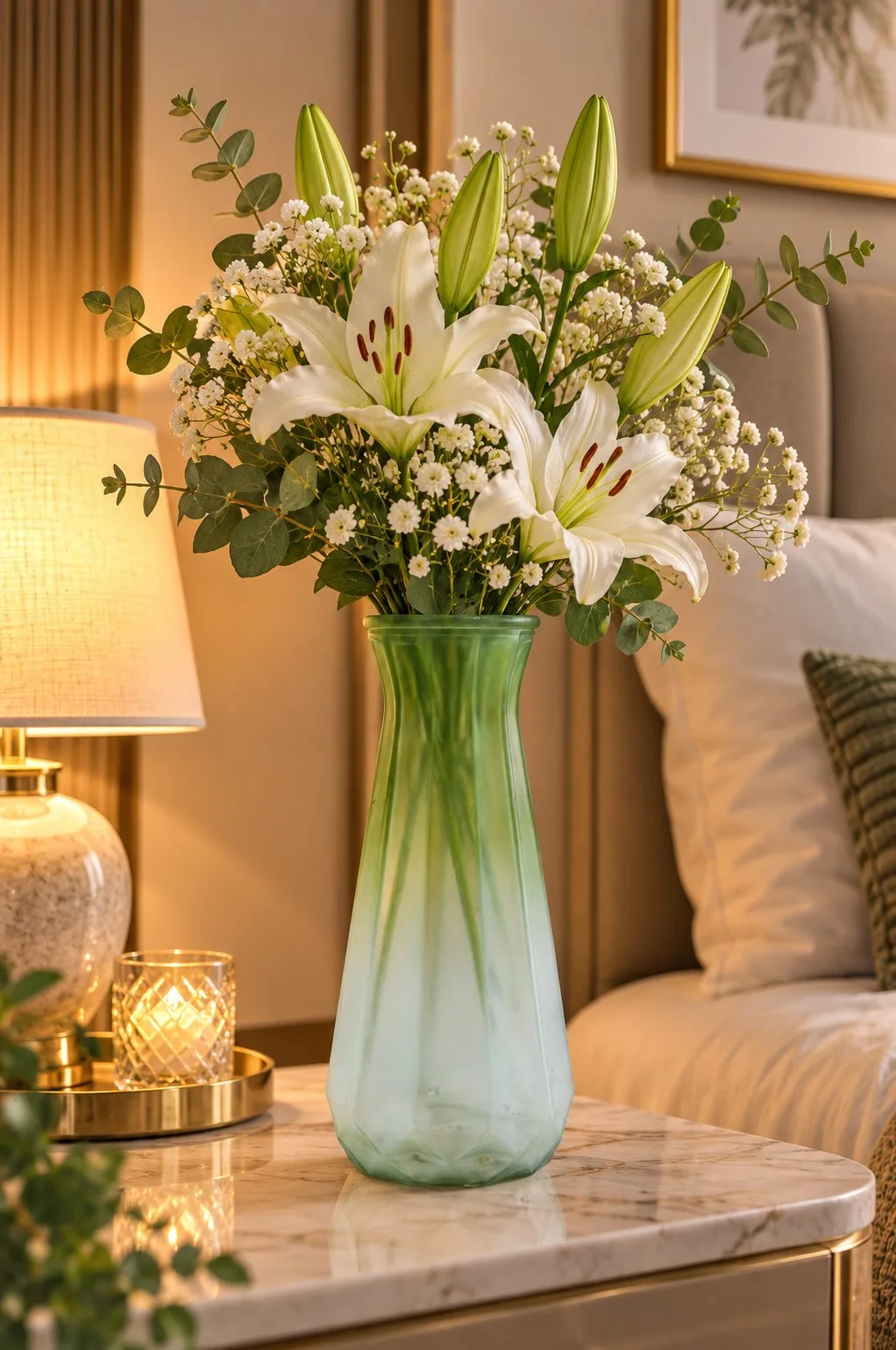 Elegant Olive Green Glass Vase