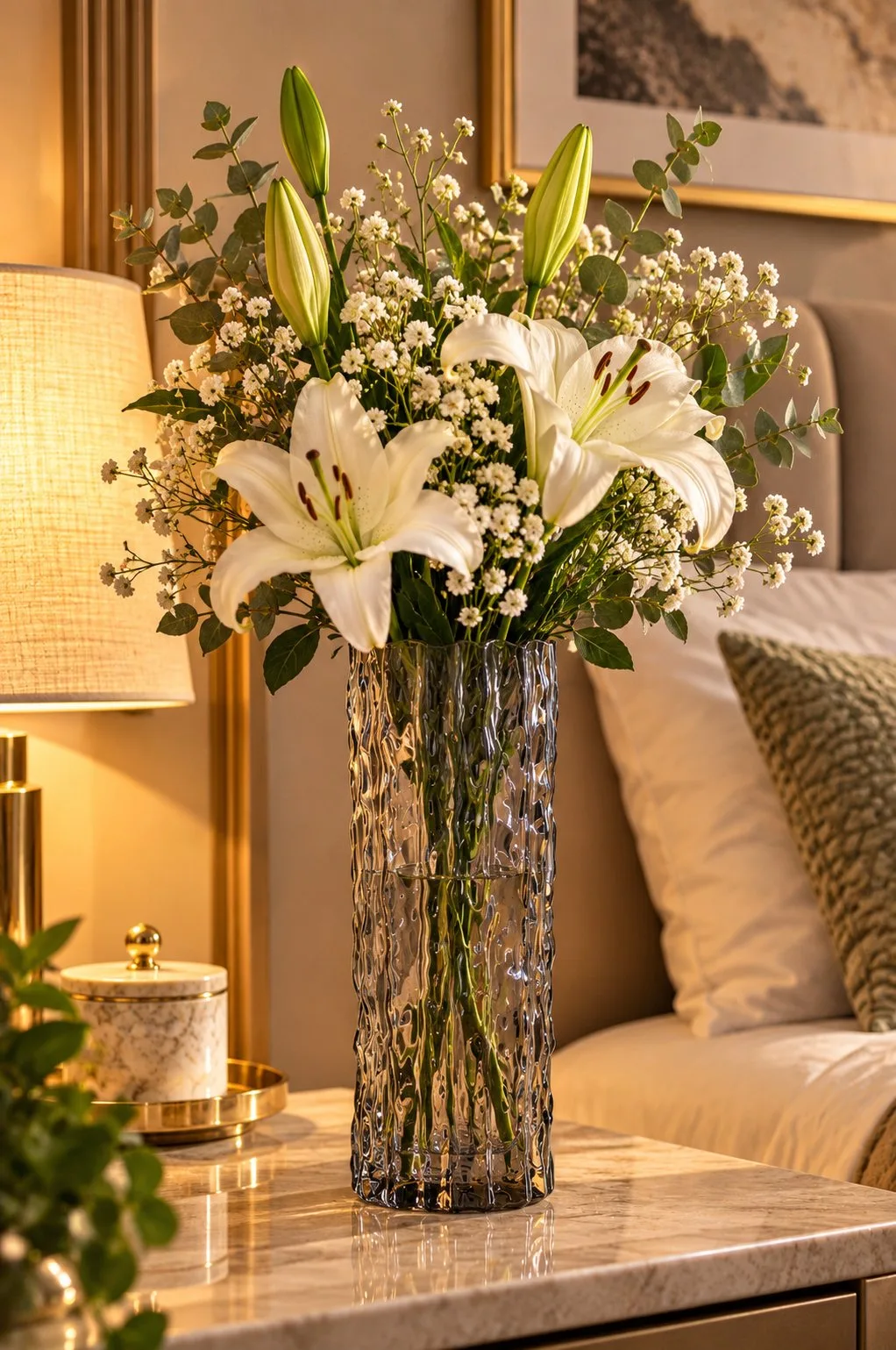 Elegant Smoke Grey Textured Glass Vase