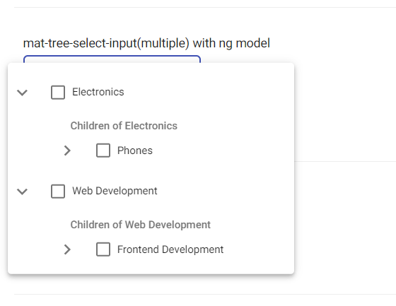 mat-tree-select-input example