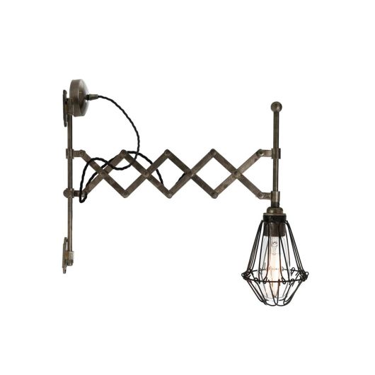 Lonn Extending Scissor Arm Cage Wall Light Mullan Lighting Lonn Extending Scissor Arm Cage Wall, Scissor Arm Wall Light