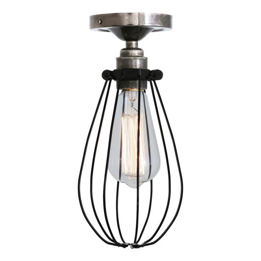 Vox Vintage Industrial Cage Flush Ceiling Light Mullan Lighting