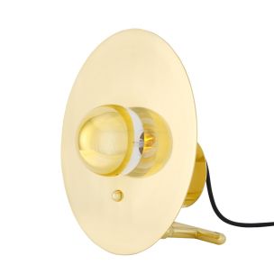 Lampe de table Qala de bureau rétro avec disque en laiton 