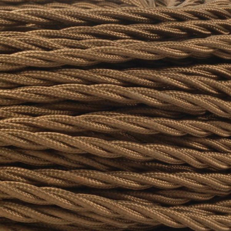 Brown Fabric Braided Cable, 2 Core Twisted Brown Fabric Braided Cable, 2 Core Twisted