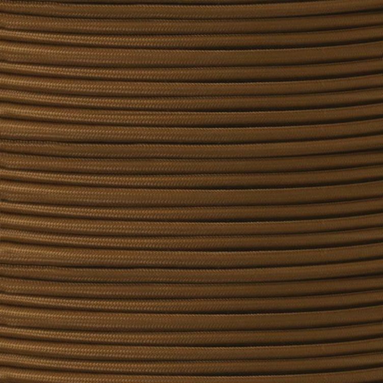 Brown Fabric Braided Cable, 3 Core Round