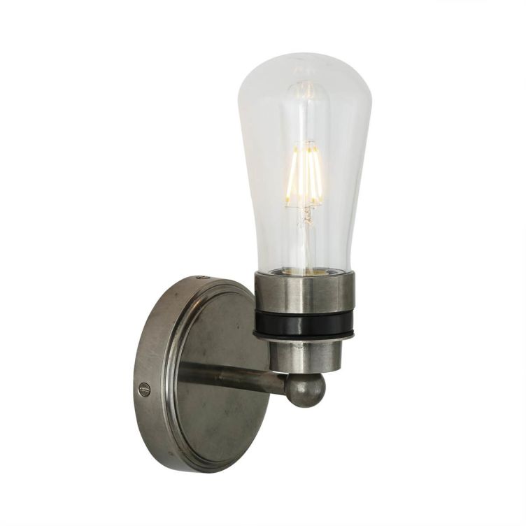 Louise Vintage Rippled Glass and Brass Bathroom Wall Light IP44 satin brass  - candeeiro de parede em metal e vidro - MLBWL141 Mullan Lighting -  iluminação Normo