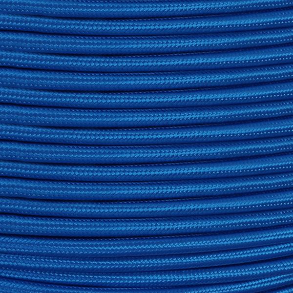 Electric Blue Fabric Braided Cable, 2 Core Round Electric Blue Fabric Braided Cable, 2 Core Round