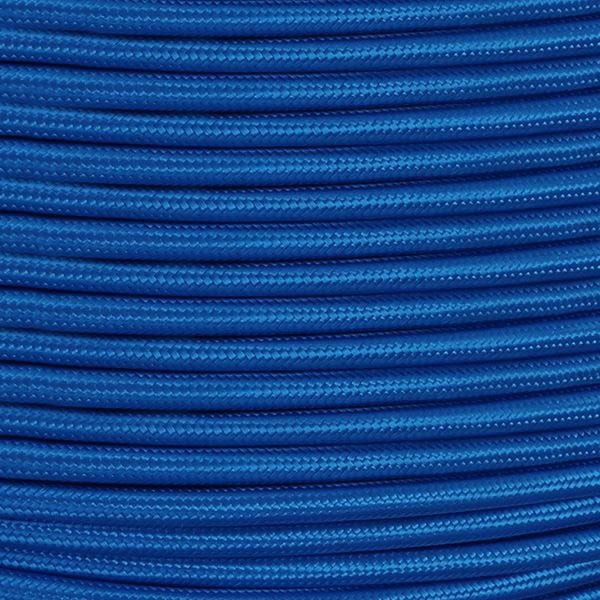 Electric Blue Fabric Braided Cable, 2 Core Round