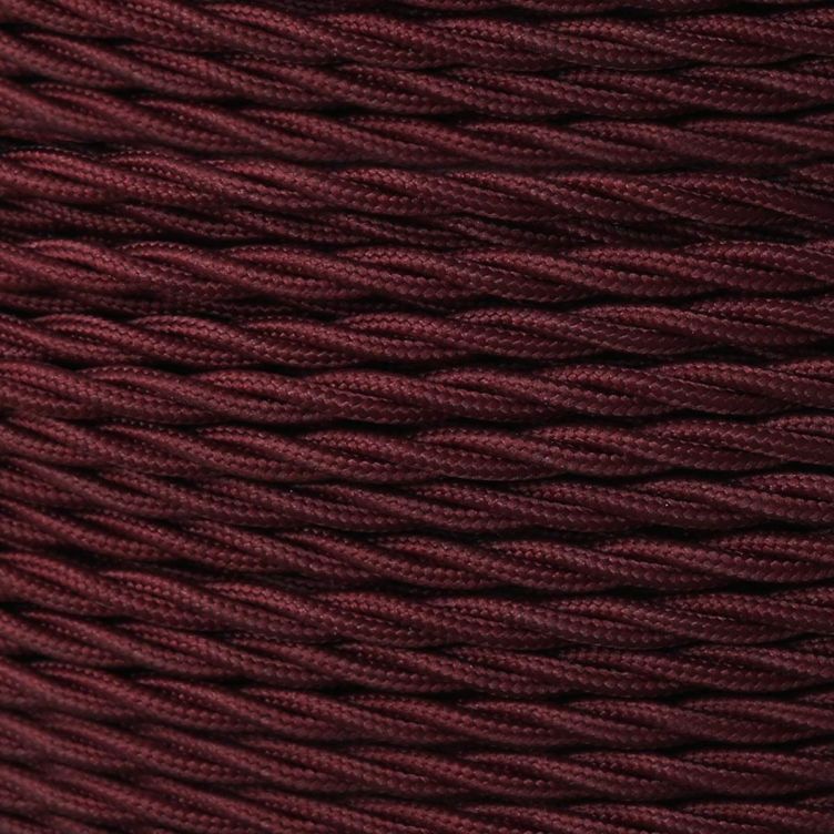 Maroon Fabric Braided Cable, 3 Core Twisted Maroon Fabric Braided Cable, 3 Core Twisted