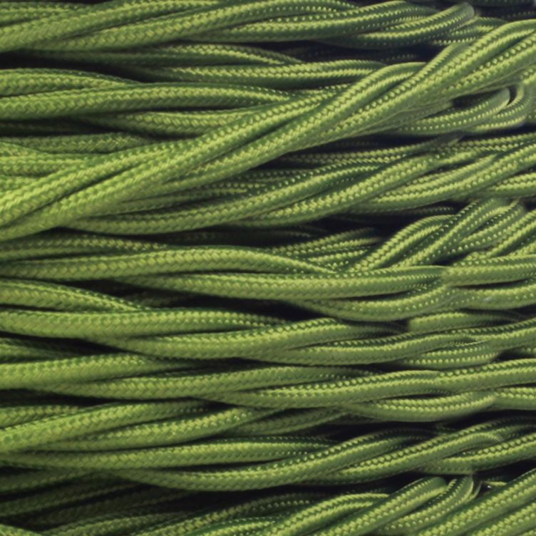 Sage Green Fabric Braided Cable, 2 Core Twisted Sage Green Fabric Braided Cable, 2 Core Twisted