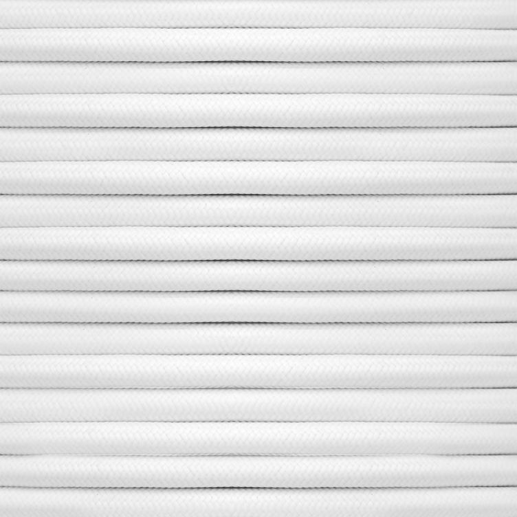 White Fabric Braided Cable, 2 Core Round White Fabric Braided Cable, 2 Core Round
