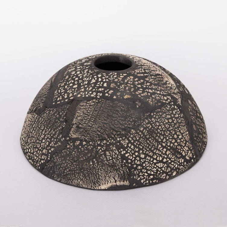 Kauri Ceramic Dome Lamp Shade, Black Clay 20cm Kauri Ceramic Dome Lamp Shade, Black Clay 20cm