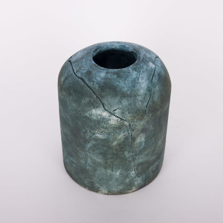 Osier Ceramic Cylinder Lamp Shade, Blue Earth 11.5cm