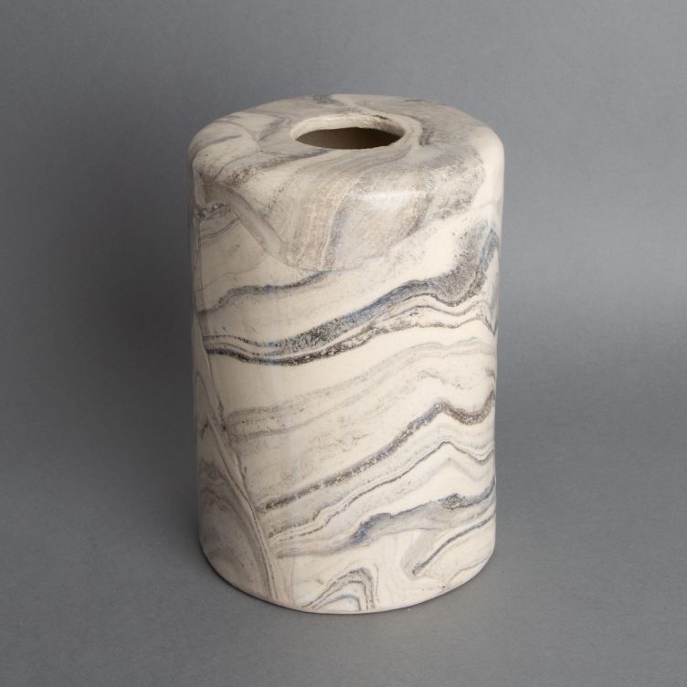 Senna White and Black Marble Ceramic Cylinder Lamp Shade 12cm Senna White and Black Marble Ceramic Cylinder Lamp Shade 12cm