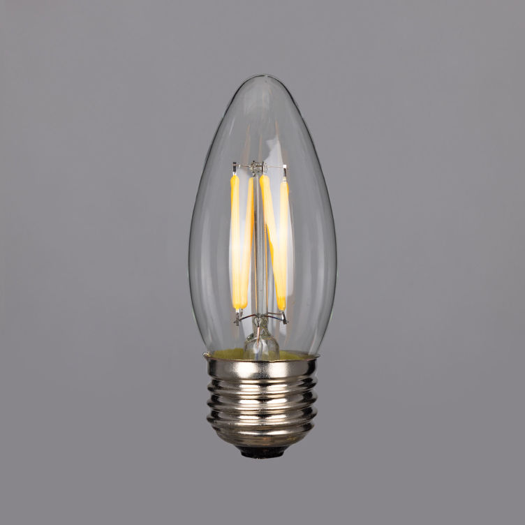 LED Filament Candle Bulb Dimmable E26 3.5W 2700k 350lm 3.5" LED Filament Candle Bulb Dimmable E26 3.5W 2700k 350lm 3.5"