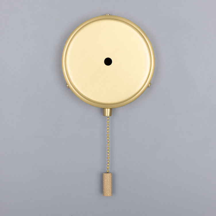 Pressed Brass Wall Bracket with Pull Switch 4.7", Satin Brass, Knurled Pressed Brass Wall Bracket with Pull Switch 4.7", Satin Brass, Knurled