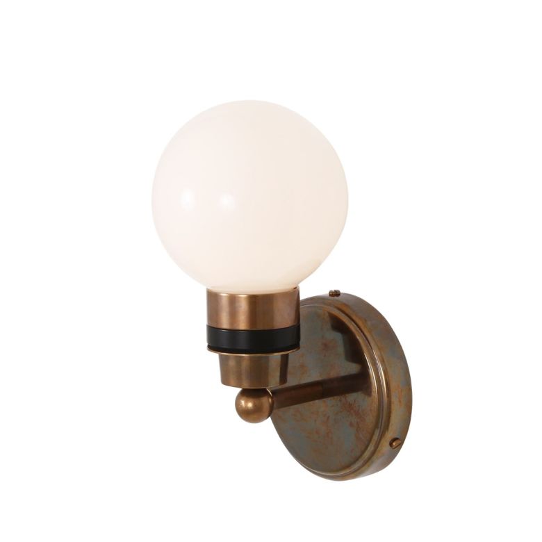 Shannon Small Opal Glass Globe Bathroom Wall Light IP65