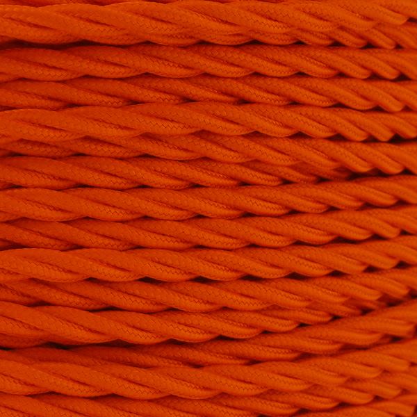 Orange Fabric Braided Cable, 2 Core Twisted main product photo