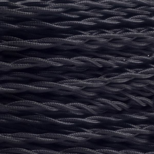 Black Fabric Braided Cable, 3 Core Twisted main product photo