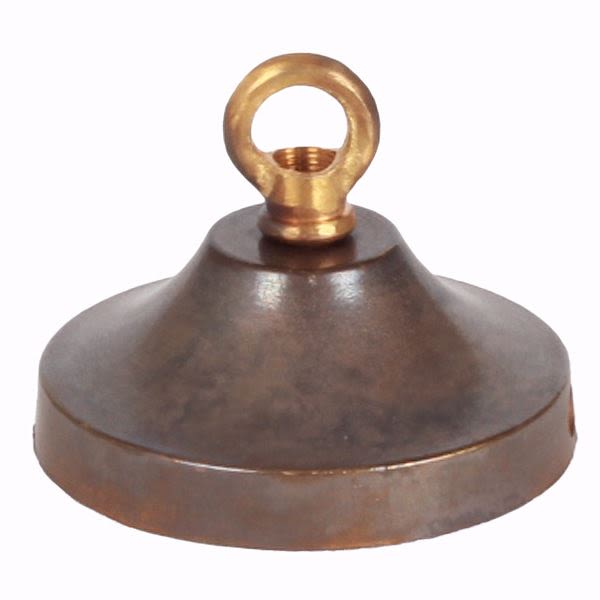 Brass ceiling rose light fitting, concave with closed hook main product photo
