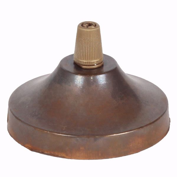 Brass ceiling rose light fitting, concave with cord grip main product photo