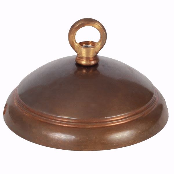 Brass ceiling rose light fitting, dome with closed hook main product photo