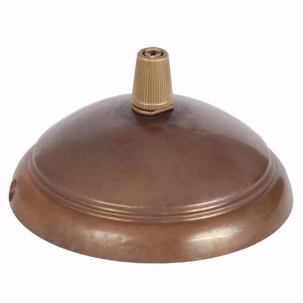 Brass ceiling rose light fitting, dome with cord grip main product photo