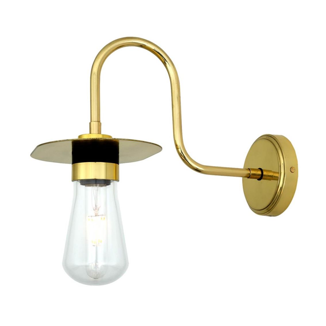 Kai Brass Swan Neck Wall Light IP65 main product photo