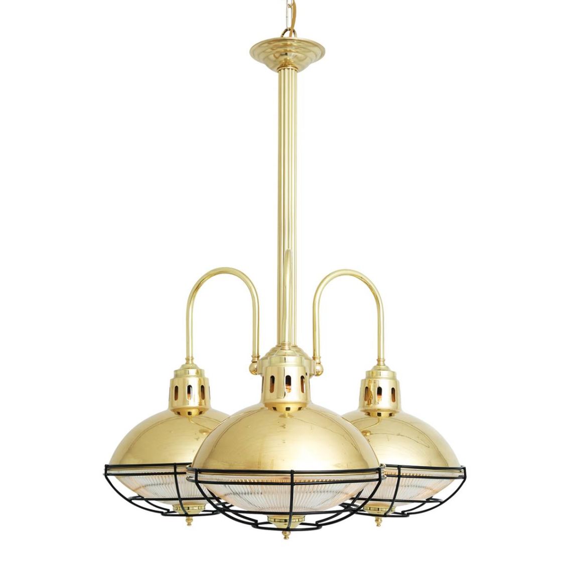 Marlow Industrial Cage Lamp Chandelier, Three-Arm main product photo
