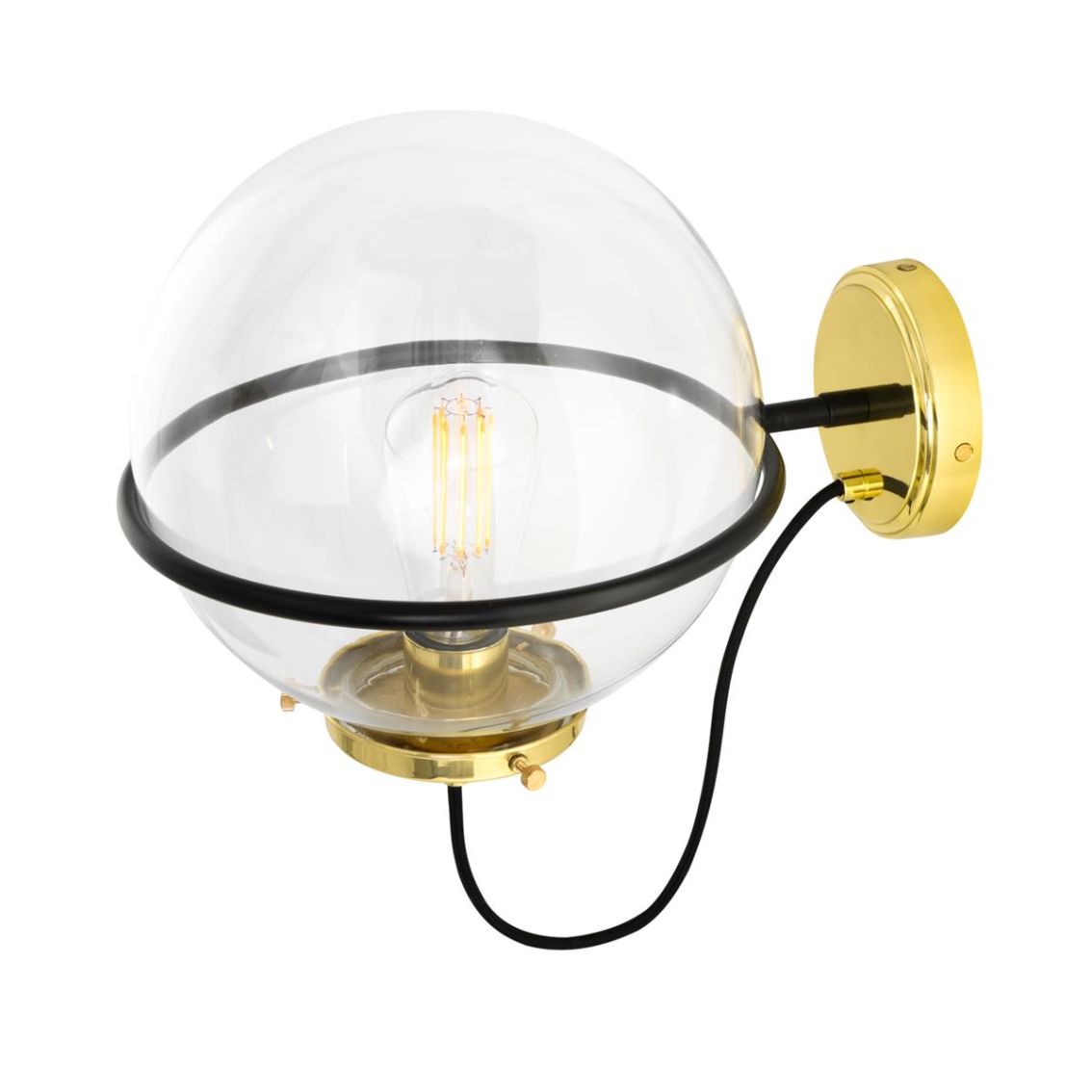 Oranmore Glass Globe Wall Light in Circular Steel Ring 25cm main product photo