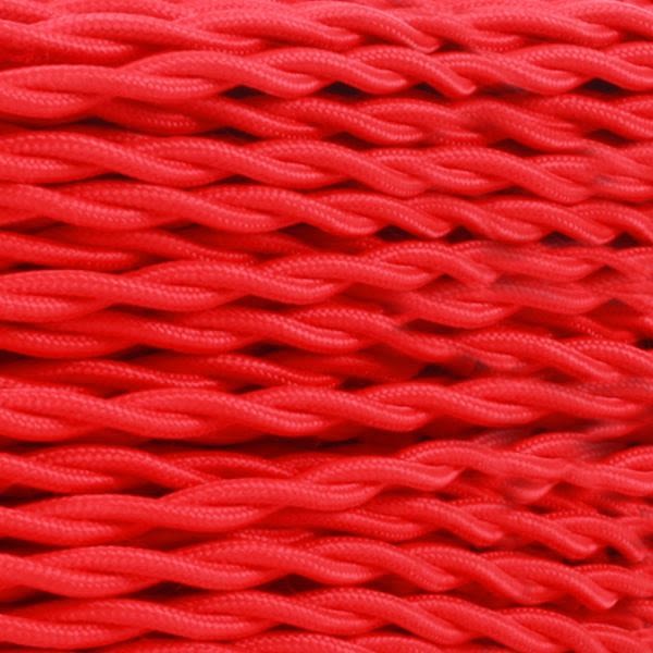 Red Fabric Braided Cable, 3 Core Twisted main product photo