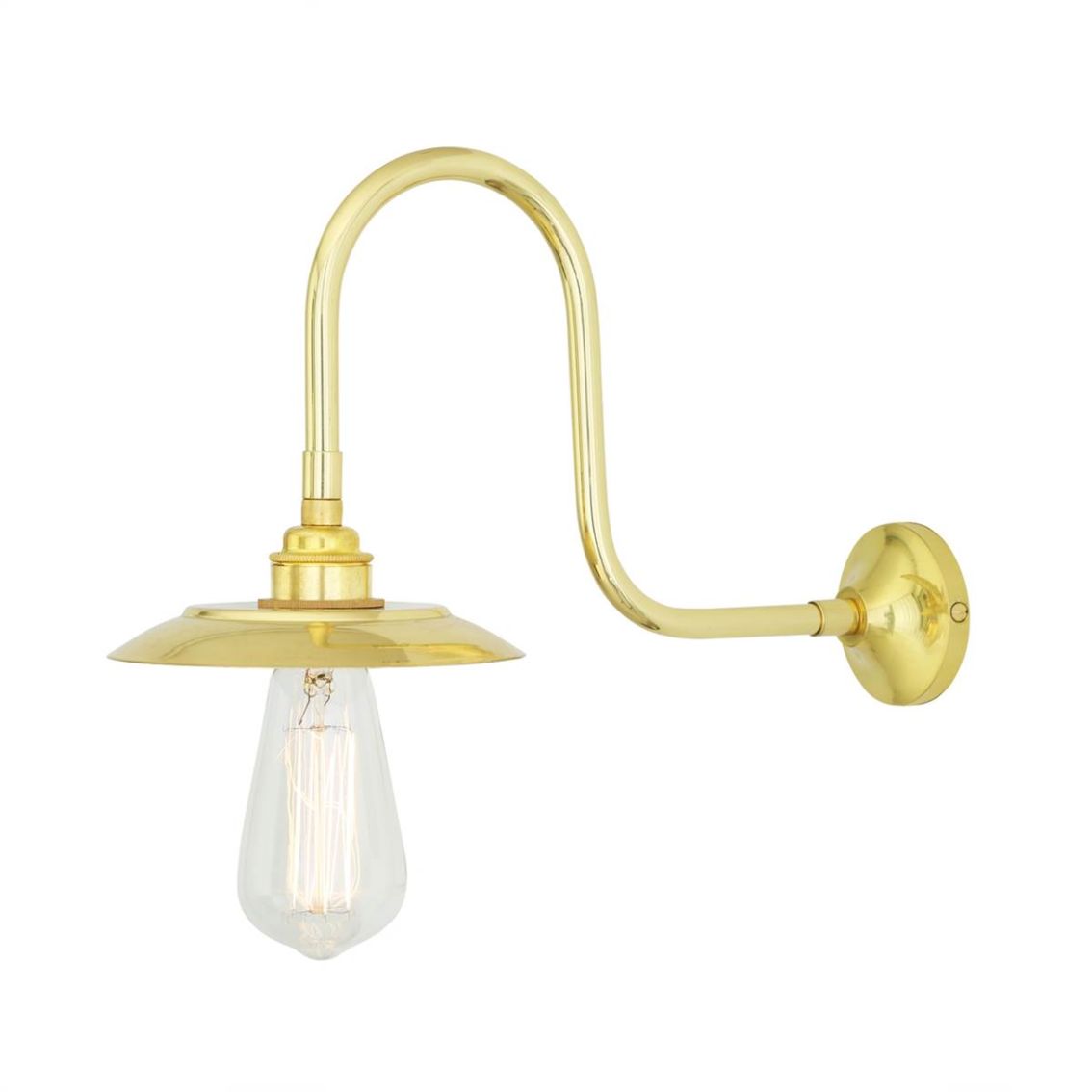 Reznor Vintage Swan Neck Wall Light with Brass Shade main product photo