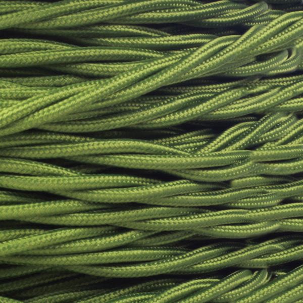 Sage Green Fabric Braided Cable, 3 Core Twisted main product photo