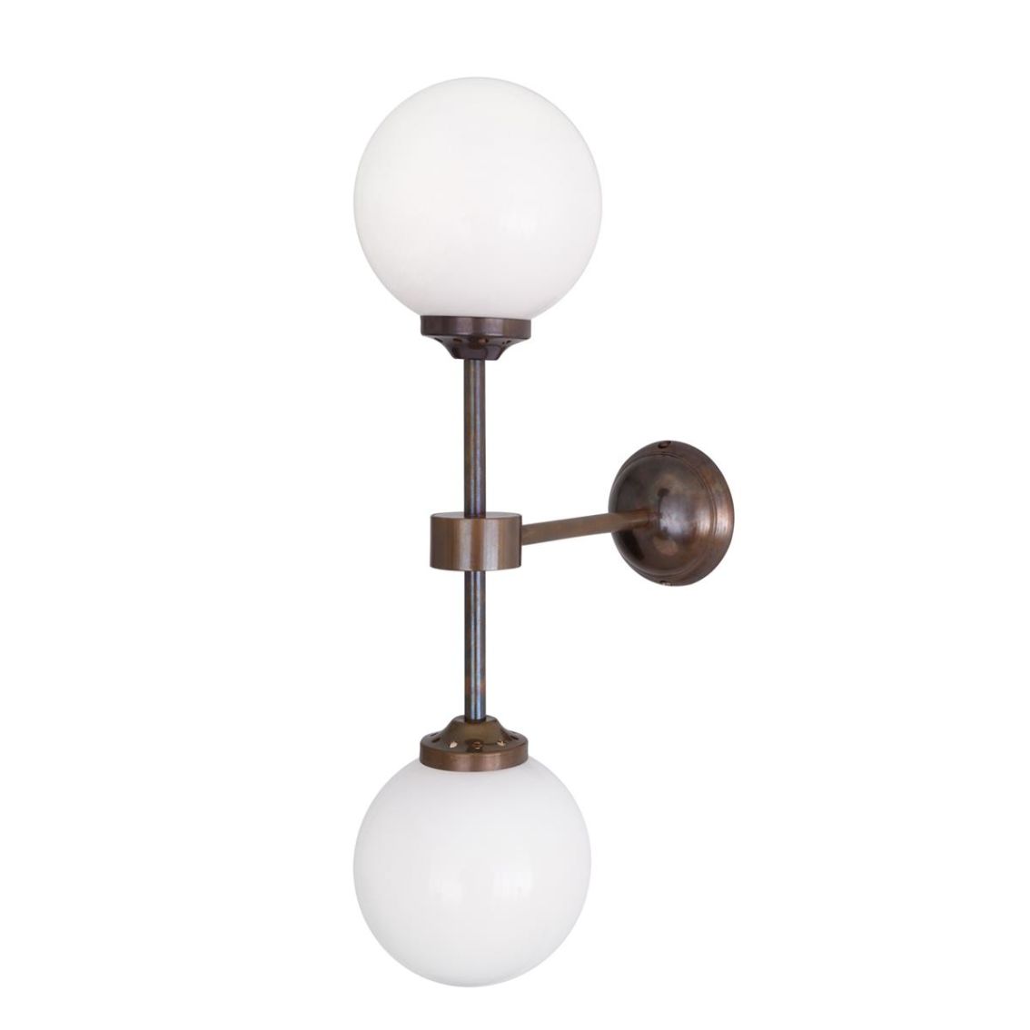 Yaounde Double Opal Glass Globe Brass Wall Light main product photo
