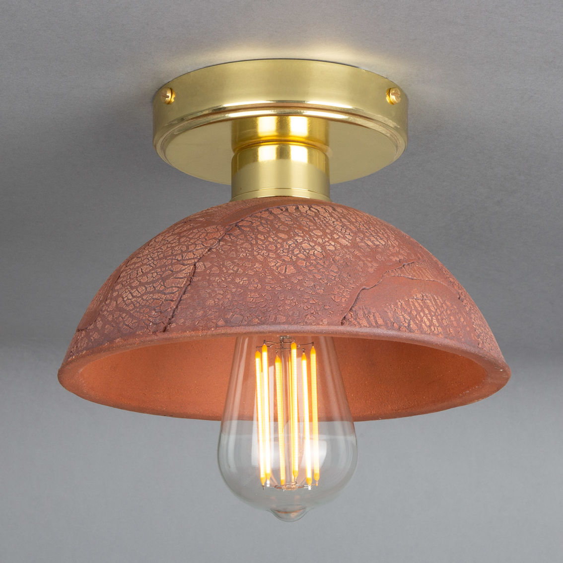 Kauri Organic Ceramic Dome Ceiling Light 20cm, Red Iron main product photo