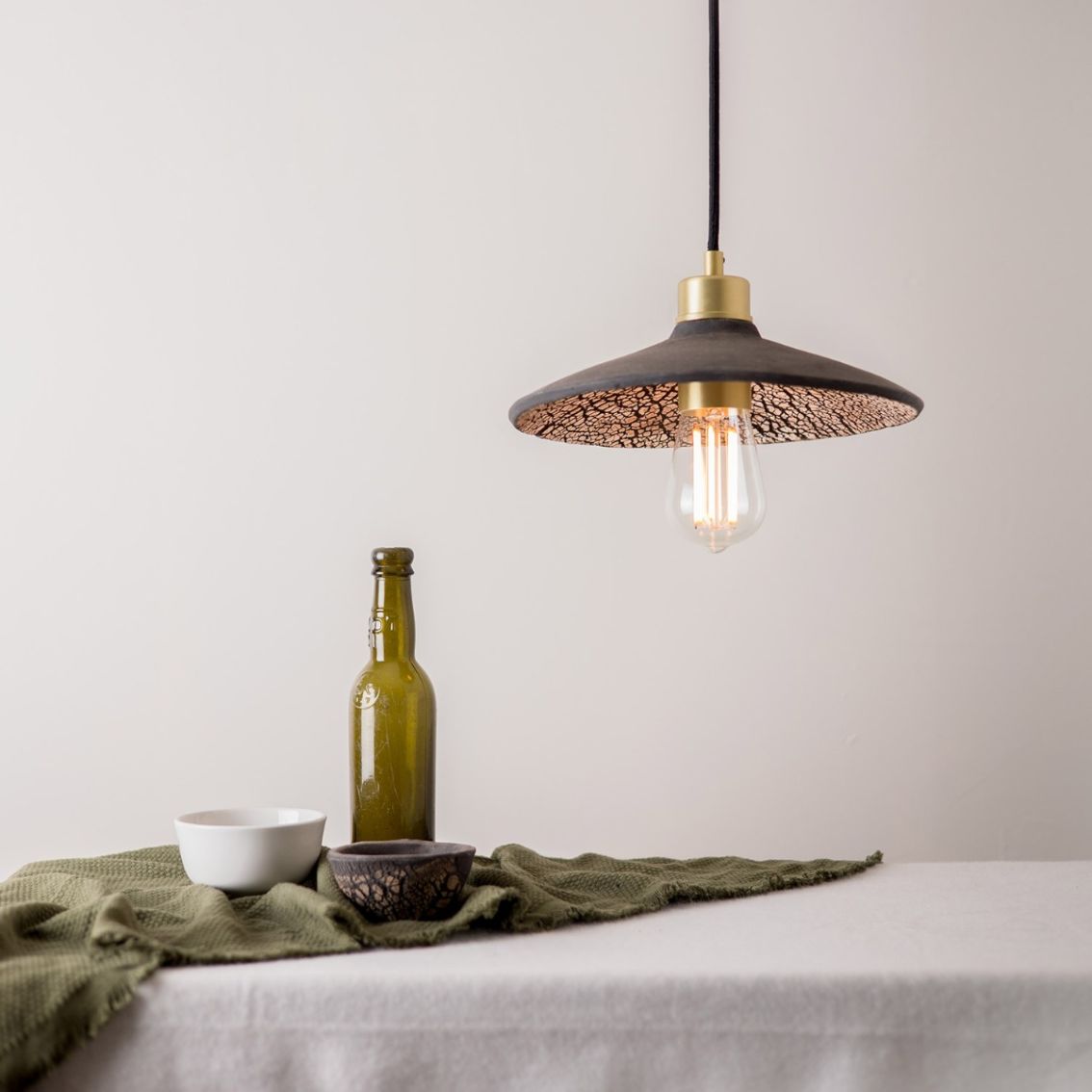 Pyrus Organic Ceramic Pendant Light 11", Black Clay main product photo
