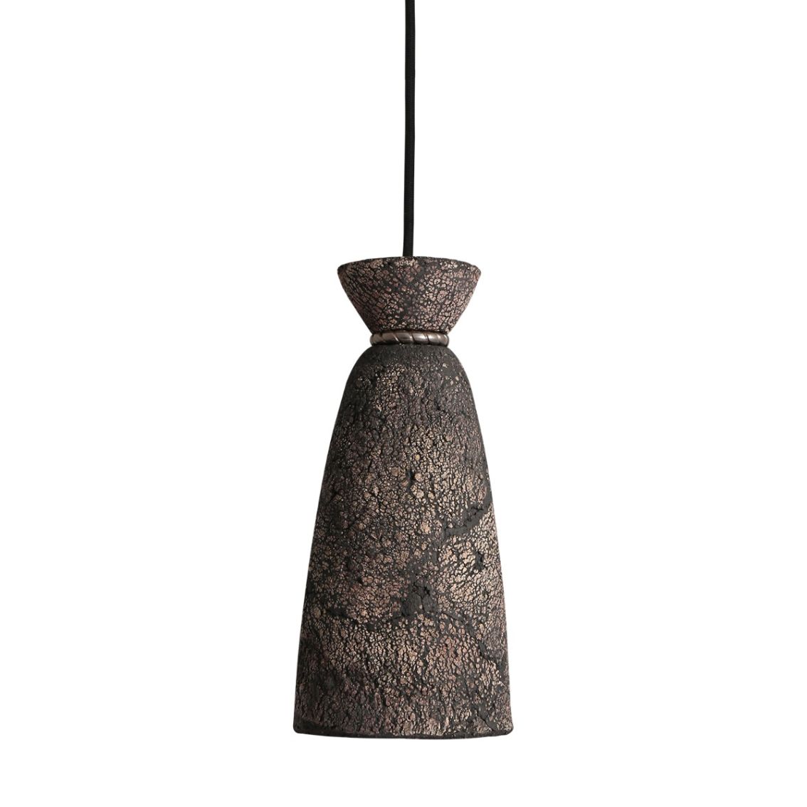 Pando Organic Ceramic Pendant Light 14cm, Black Clay main product photo