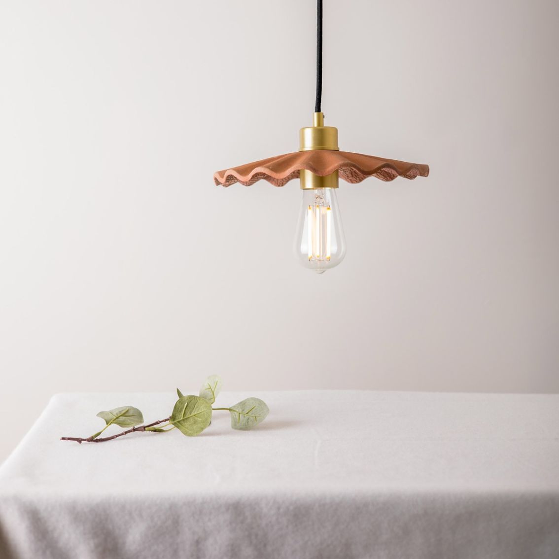 Kapok Organic Ceramic Pendant Light 27cm, Red Iron main product photo